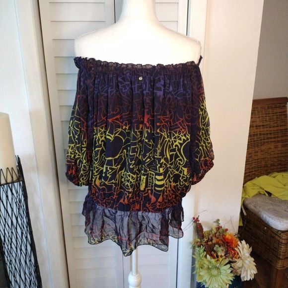 APPLE Bottoms off shoulder peplum bottom blouse Y2k 1X‎ - Picture 4 of 11